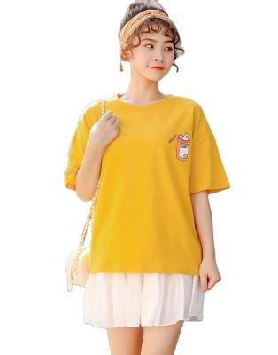 China Anti-wrinkle 2021 summer edition large print loose sleeve girls short T-shirt for sale