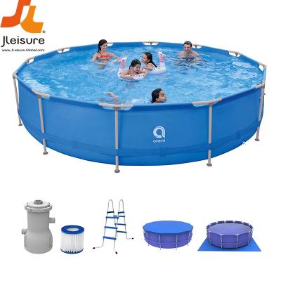 China Family Swimming Pool 15 Feet Round Steel Frame Swimming Pools Jilong Avenli Pools With Pump And Filter For Family And Kids for sale