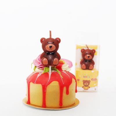 China Korean Birthday Candle Cake Bake Decoration Cartoon Brown Teddy Bear Bear Candles 3 for sale