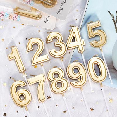 China Originality gold silver bully three-dimensional gold number candles birthday cake candles card insert gold plated wholesale for sale