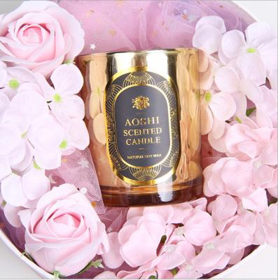 China Custom Aroma Luxury Natural Wax Soy Candle Wedding Jar Gold Private Label Birthdays Logo Handmade Decorative Candles for sale