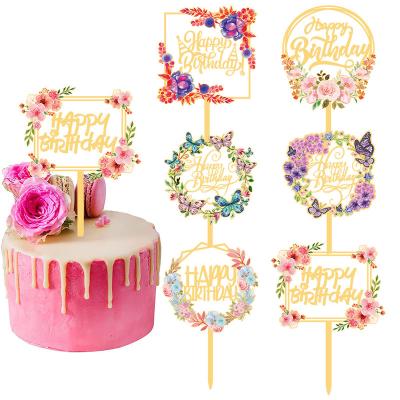 China Acrylic Acrylic Kids And Adult Birthday Party Cake Plug-In Decoration for sale