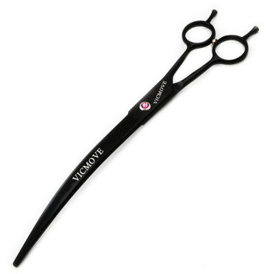 China Professional Stocked 9 Inch Hairdressing Scissors Pet Grooming Scissors Curved Barber Hair Shears For Dogs And Animal Up And Down for sale