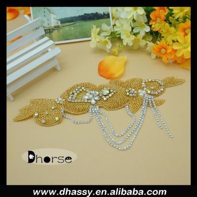 China New Bling Wholesale Flatback Rhinestone Band Sew On Crystal Beads Bridal Hair Accessories DH-870 for sale