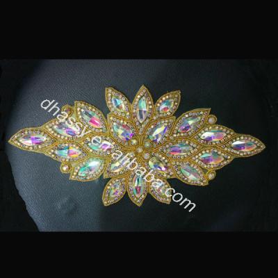 China Flatback Wholesale Bling Stone Crystal Rhinestone Applique For Dress Decoration DH-523 (G) for sale