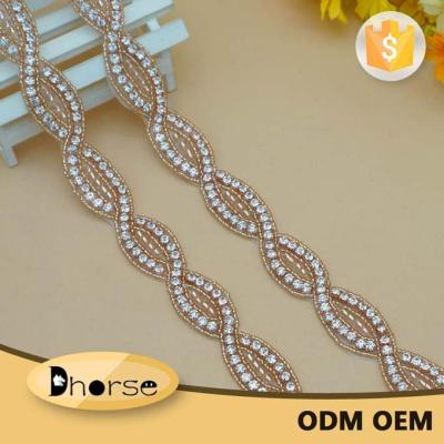 China Hot Sale Flatback OEM Rhinestone Trim Design For Dresses Belt DH1612 for sale