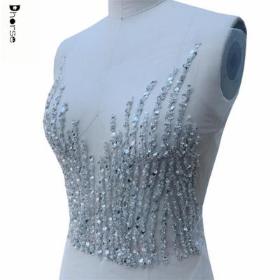 China Hot Selling Flatback Hand Sew On Beaded Rhinestone Bridal Applique for sale