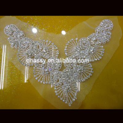 China Wholesale Flatback Sew On Rhinestone Applique For Wedding Dress DH-655 for sale