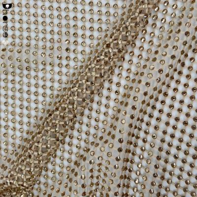 China Factory Direct Sale Bling Shine Spandex Sheer Lace Crystal Tulle Mesh Textile Fabric With Rhinestone for sale