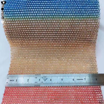 China Bling bling shine hot sale fashion fish net rhinestone crystal trim mesh for garment accessory for sale