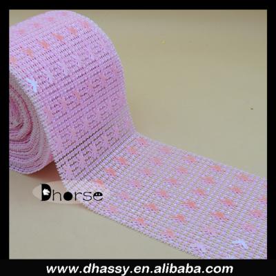 China Flatback Faux Stone Plastic Mesh Roll, Butterfly Patterns Diamond Banding Trim ON SALE for Wedding, Craft, Drop Booking, Harden DH-PM023 for sale