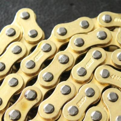 China Transmission Chain O Ring X Ring GOLD Color Motorcycle Chain for sale