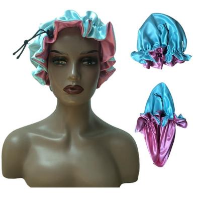 China European and American Style Private Label Printed Satin Hair Sleep Hoods Designer Satin Head Bonnets Bonnets for sale