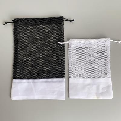 China Fabric Packing Custom Colors In Stock Customized Promotional Nylon Small Package Mesh Bags Drawstring Packing Pouch Bag for sale