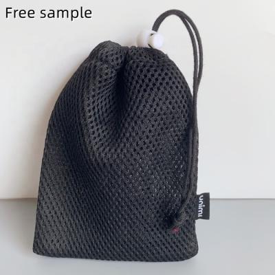 China Fabric Packing Wholesale Black Sandwich Mesh Bag With Custom Label Makeup Packing Mesh Pouch Gift Bag Small for sale