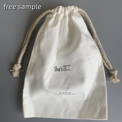 China Recyclable Eco Friendly Reusable Gift Storage Bag White Canvas Drawstring Bag With Logo for sale