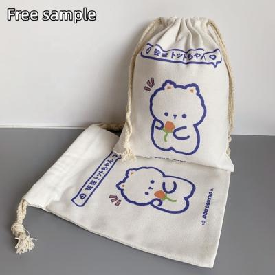 China Wholesale Custom Recyclable Canvas Makeup Pouch Bleached Cotton Canvas Fabric Chiffon Drawstring Bag With Logo for sale