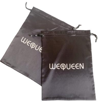 China Black Garment Wrapping Bag Dust Extra Large Garment Satin Drawstring Satin Bags For Purse With Logo for sale