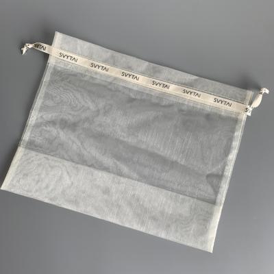 China Skincare packing wholesale custom white organza drawstring bag with logo for sale