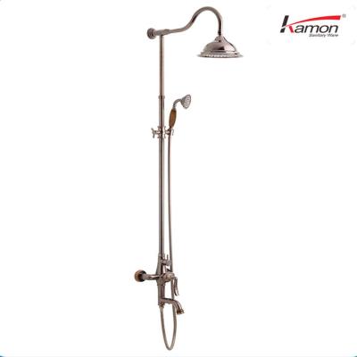 China With Sliding Bar Antique Exposed Brass Rain Mixer Shower Sets for sale