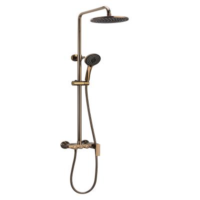 China Without Slide Bar Lush Brass Shower Set With 9 Inch Round Overhead for sale