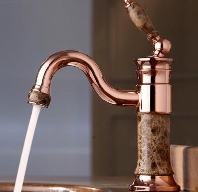 China Marble Metered Rosy Gold Brass Bathroom Faucet China Faucets for sale