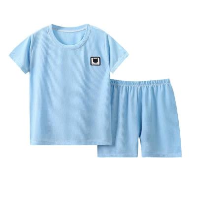 China New formal summer boys and girls short sleeve shorts T-shirt set ice silk home children's clothing wholesale for sale