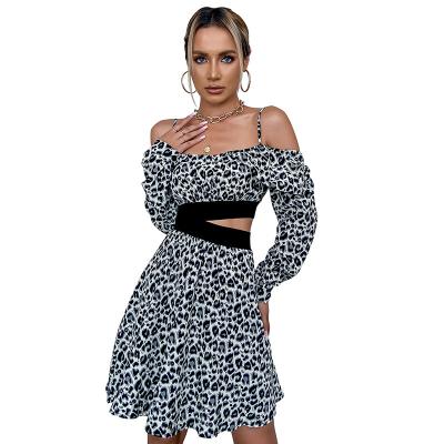 China the new 2022 Anti-wrinkle condole early autumn sexy belt sleeve long waist printed dress for sale