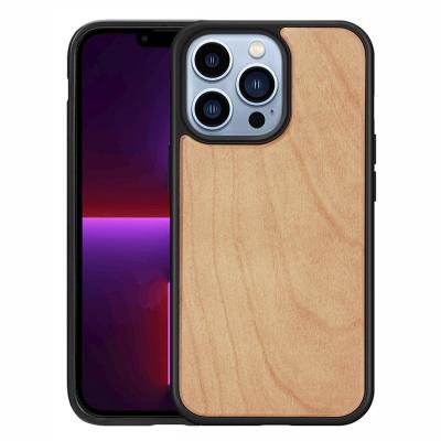 China Shockproof Hybrid Real Wood Mobile Cover For iPhone 13 Cherry Wood Phone Case Protector Case For iPhone 13 Max Pro 13 Wood Phone Case for sale