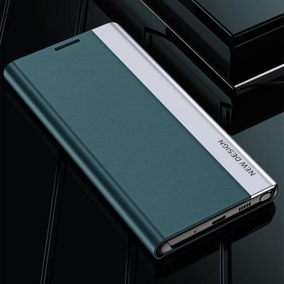 China Newest Luxury Wholesale Shockproof Book Case Phone Cover Shell For Samsung S22 Phone Case Flip Kickstand Electroplating Leather Flip for sale