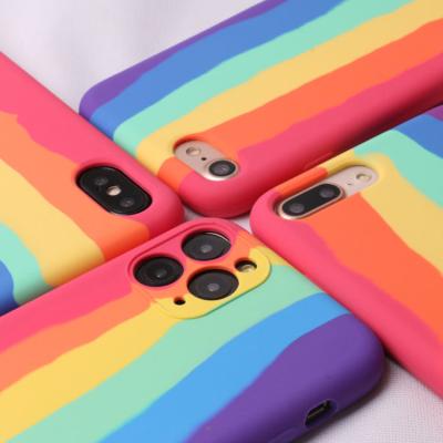 China Shockproof iPhone XR X Xs Max 8 Shell For Mobile Phone Case Rainbow Silicone Mobile Phone Case Fashion 7 Plus Rainbow Silicone Mobile Back Cover for sale