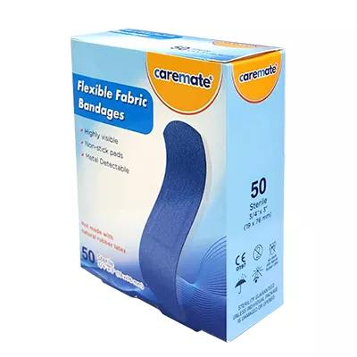 China PE Caremate Blue Metal Adhesive Plaster First Aid Bandage Injury Bandage PE Plaster Detectable Tape Aid 1