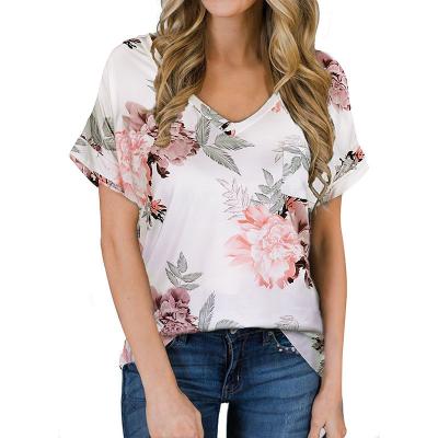 China QUICK DRY Women'S Summer Shirt Tops Loose Solid Thin V-Neckline Casual T-Shirt Large for sale