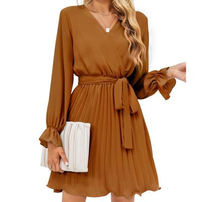 China Wholesale Women's Fashion Chiffon Dress Anti-static Mini Dresses Long Sleeve Casual for sale