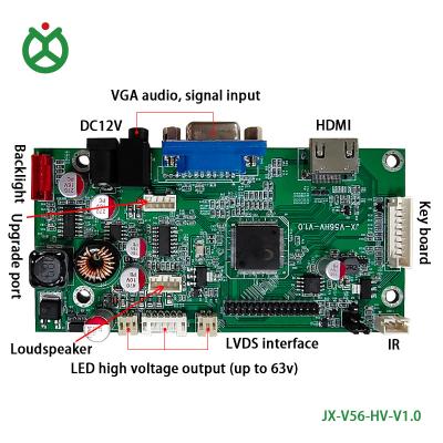 China Model Board JX-V56HV Mstar V56 LVDS Output LCD Module Controller Board With VGA HD MI LED Backlight Monitor Screen Interface 1920*1080 10.1~55inch for sale