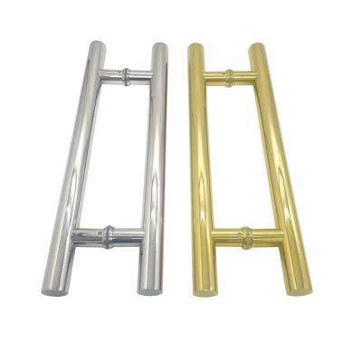 China Modern Customized modern polishing mirror gold round stainless steel 201 304 entrance glass door handle for sale