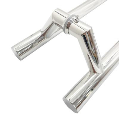 China Modern Stainless Steel 304  Circular Back To Back Ladder H Type Offset Tubular Pull Handle for sale