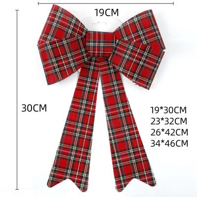 China Rustic Farmhouse Burlap Bow 34*46cm PVC Christmas Burlap Bow For Rustic Farmhouse Black Buffalo Plaid Red Bow For Christmas Craft Supplies for sale