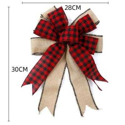 China NewYear Bow Ornament 28*30cm Buffalo Plaid Christmas Bow Burlap Check Christmas Bow for Xmas Valentine Decoration Crafts for sale