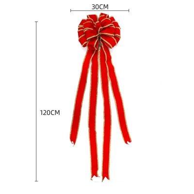 China Custom Buffalo Plaid 30*120cm Christmas Tree Topper Red Buffalo Plaid Ribbon Bow for Wedding Christmas Party Decoration Decorative Burlap Bow for sale