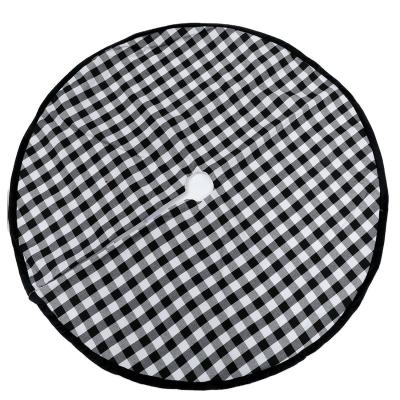 China Black And White Plaid Tree Skirt 100*100cm Christmas Tree Skirts With Buffalo Mat Plaid Border Classic Christmas Tree For Rustic Farmhouse Decoration Ornaments for sale