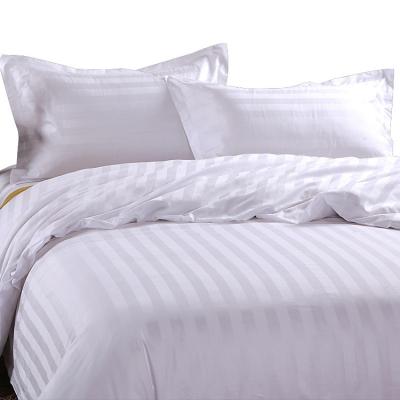 China White 250T 300T 350T Bedding Set Satin Fabric Cotton Sheet Hotel Stripe Bed Sheet Disposable Duvet Cover Set Bed Cover for sale