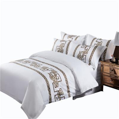 China Hotel Nondisposable White Quality Flat Sheet Bed Sheet Cotton Reactive 100% Printing Bedding Bed Cover Set for sale