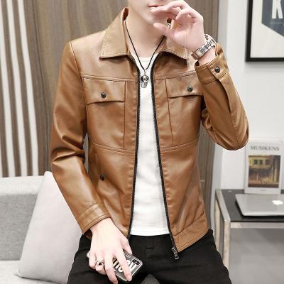 China 2021 Viable Newcomers Fall Winter Autumn Stylish Plus Size Slim Business Coats PU Leather Jackets Mens Clothing OEM Clothing Clothing for sale