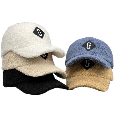 China COMMON Women Solid Color Lambswool Adjustable Baseball Cap Vintage Dad Hat for sale