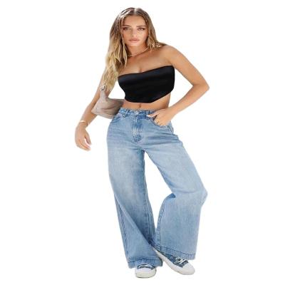 China Breathable New Trending Soft Denim Wide Leg Pants For Women for sale