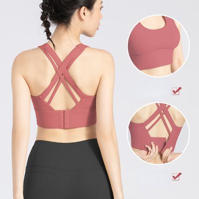 China High Elasticity Twist Sports Gym Bra Sports Bra Yoga Strappy Vest Lightweight Black Top Four Row Back Buckle Bra for sale