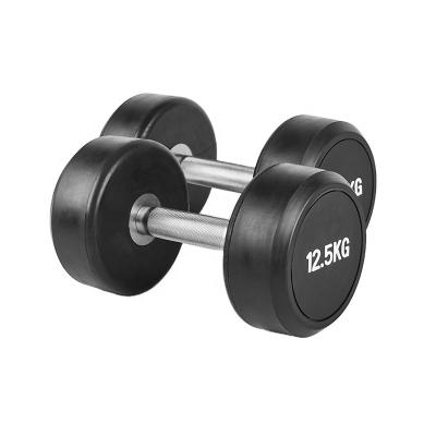 China Durable Wholesale Gym Weight Set Cheap Rubber Round Dumbbell Set for sale