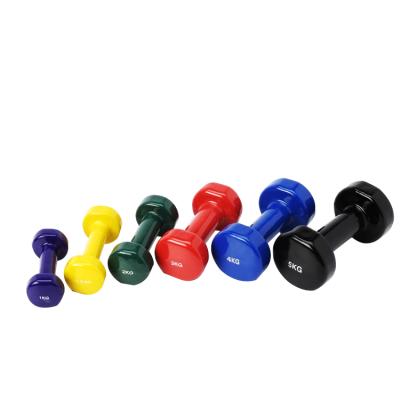 China Cheap commercial use weightlifting hex vinyl dumbbell gym equipment set for sale for sale