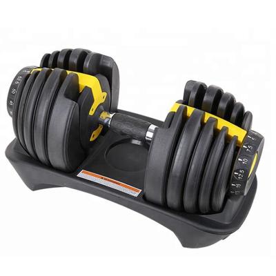 China Rubber Covered Logo Custom Adjustable Dumbbell Set Free Weight 24kg 40kg Fitness Equipment for sale